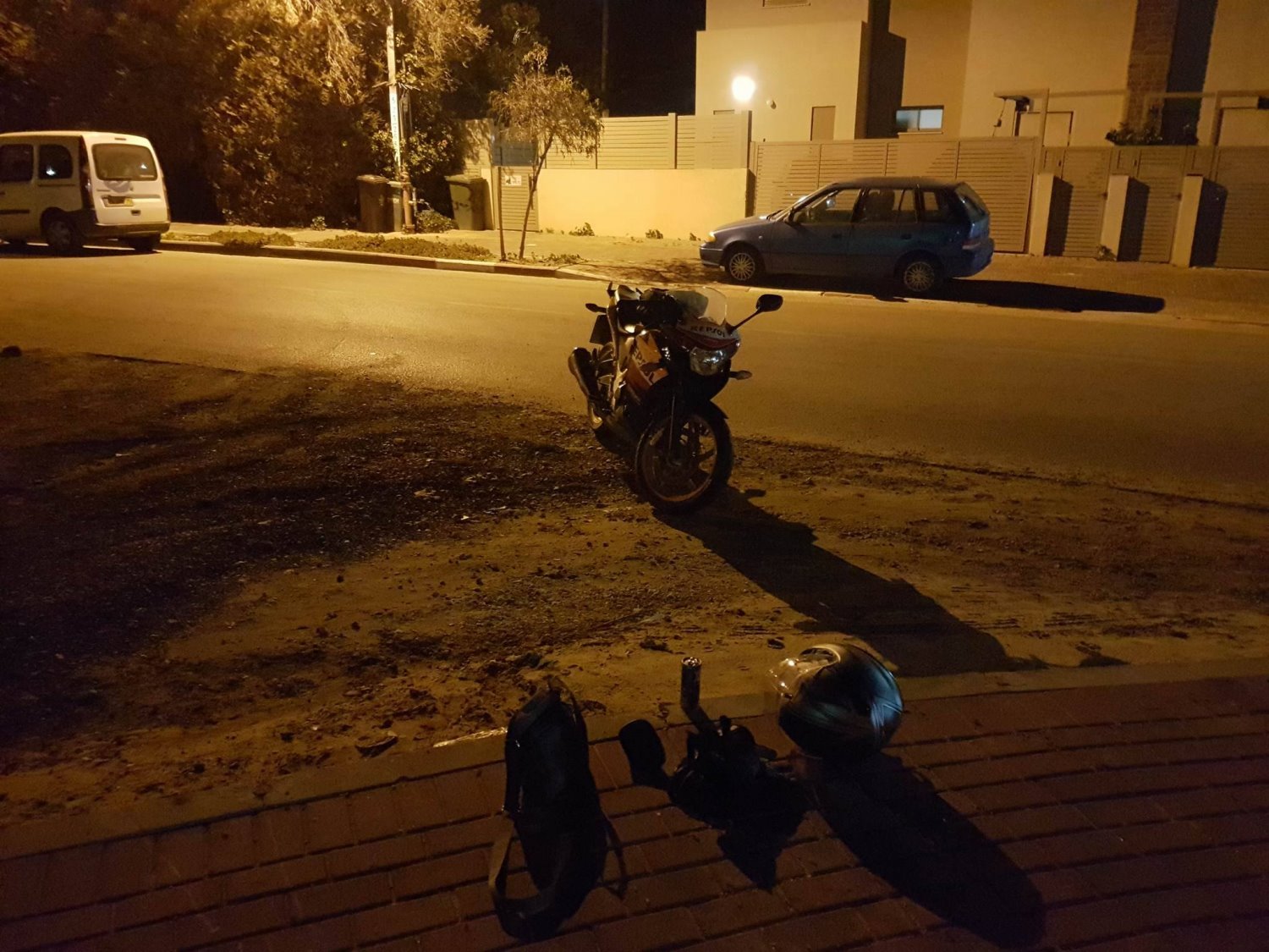 האופנוע לאחר התאונה