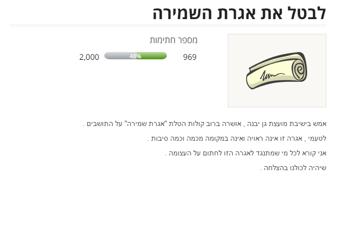 מספר החותמים רק גדל. צילום מסך מתוך העצומה